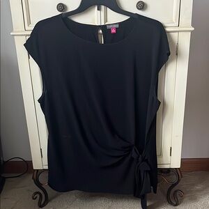 Vince Camuto Anetta Black Side Tie Tunic Blouse Size XL